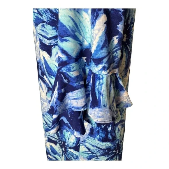 Pappagallo Dress Women Medium Blue Floral Bell Sleeve Mini Boho Flowy‎ Beach - Picture 11 of 11